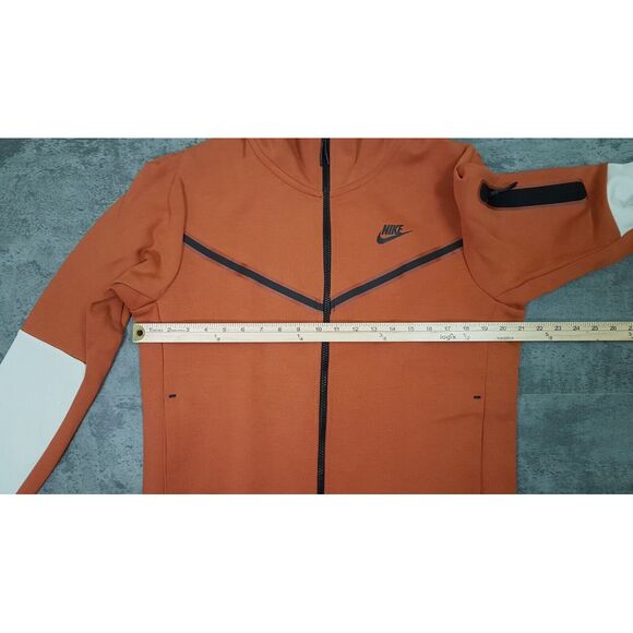 NIKE Sportswear Full-Zip Tech Fleece Hoodie Jacket Mens Size MEDIUM Orange - Picture 5 of 6